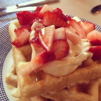 Strawberry and waffles
