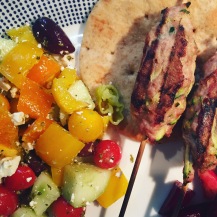 Chicken kofta wraps with Greek salad