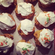 Pumpkin cookies with cream cheese frosting